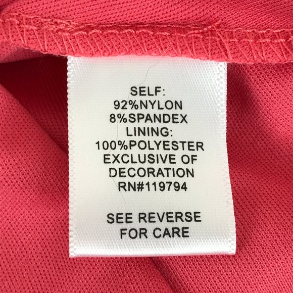 One World V-Neck Asymmetrical Dress Women's Medium Red Pink Lace Lined Stretch - Picture 10 of 12